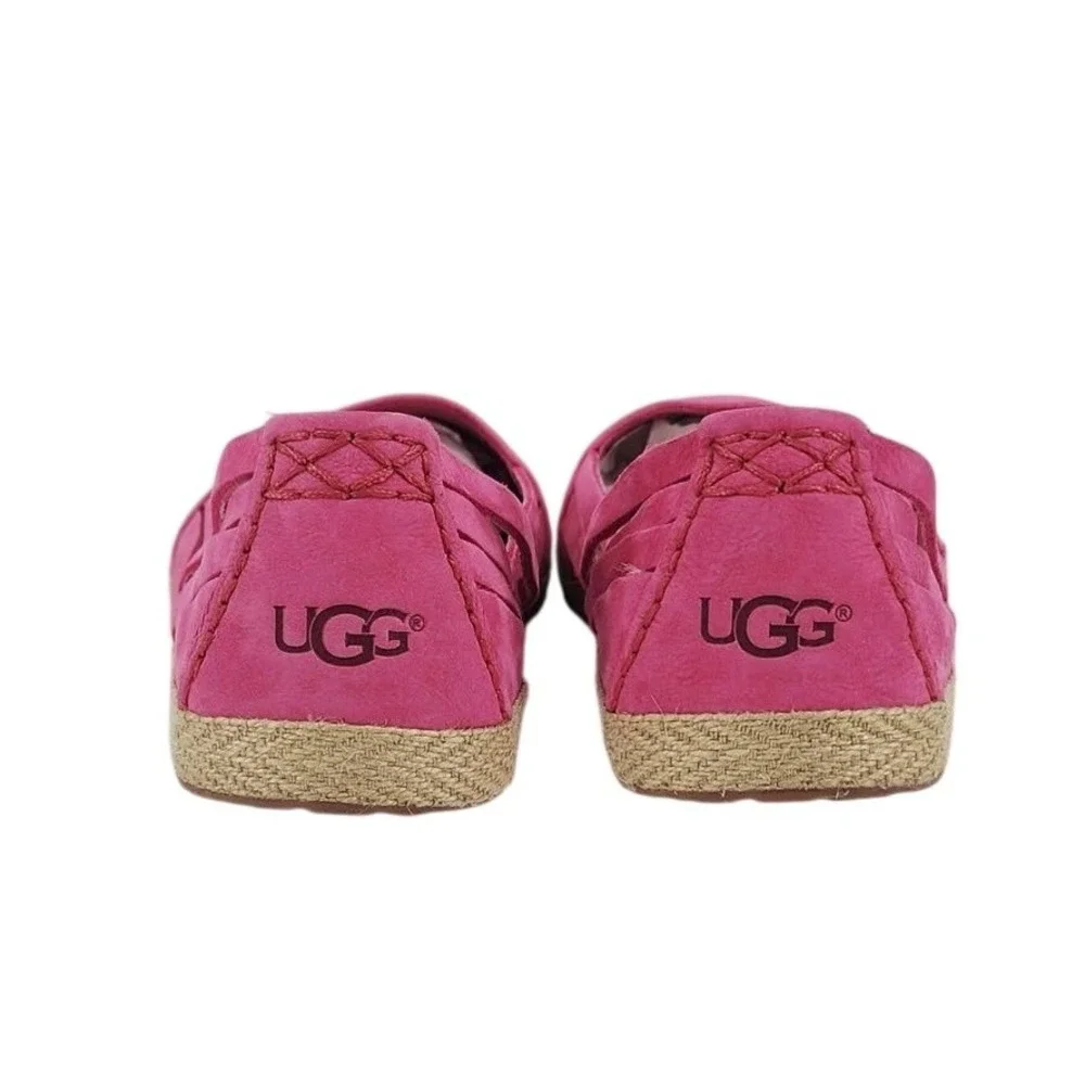 UGG Australia Pink Suede Espadrille Flats Woven Strappy 1006664 Womens 9‎
